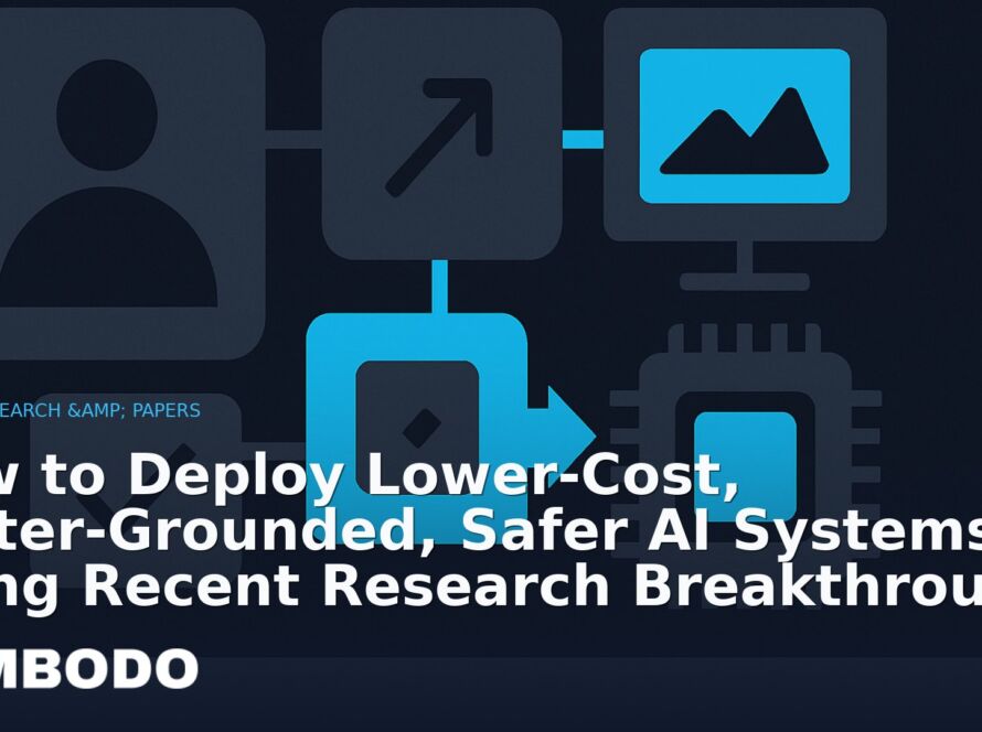 Illustration for the Kimbodo News & Research briefing “How to Deploy Lower‑Cost, Better‑Grounded, Safer AI Systems Using Recent Research Breakthroughs” (AI Research & Papers).