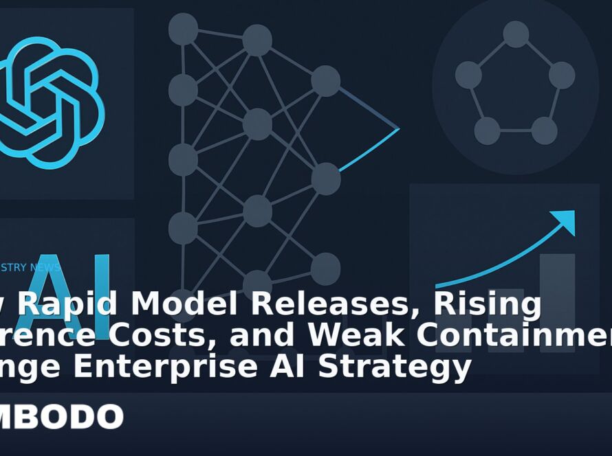 Illustration for the Kimbodo News & Research briefing “How Rapid Model Releases, Rising Inference Costs, and Weak Containment Change Enterprise AI Strategy” (AI Industry News).