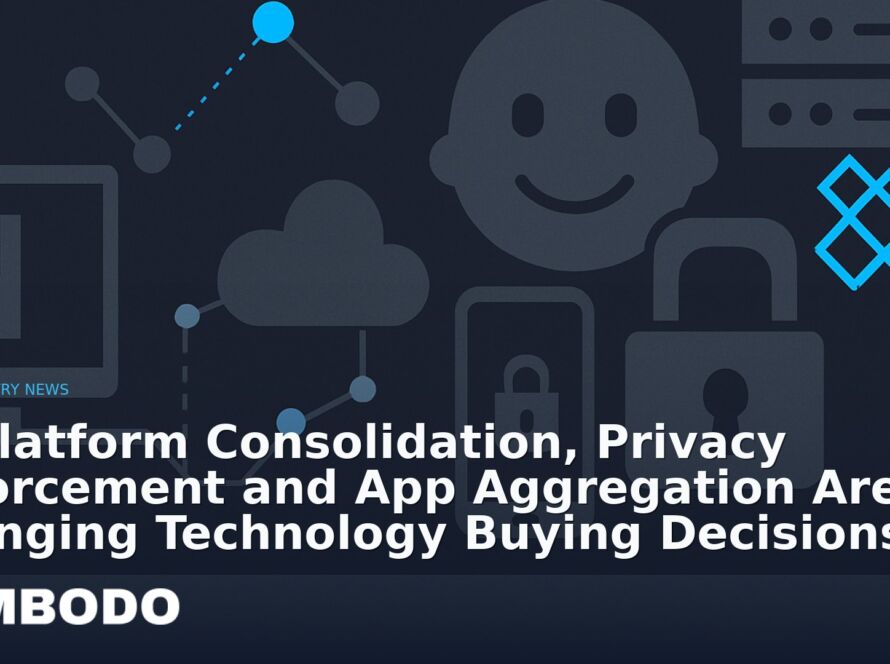 Illustration for the Kimbodo News & Research briefing “AI Platform Consolidation, Privacy Enforcement and App Aggregation Are Changing Technology Buying Decisions” (Industry News).