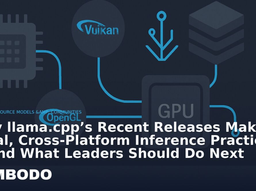 Illustration for the Kimbodo News & Research briefing “Why llama.cpp’s Recent Releases Make Local, Cross‑Platform Inference Practical — and What Leaders Should Do Next” (Open-Source Models & Communities).