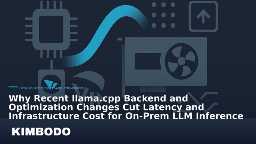 Illustration for the Kimbodo News & Research briefing “Why Recent llama.cpp Backend and Optimization Changes Cut Latency and Infrastructure Cost for On‑Prem LLM Inference” (Open-Source Models & Communities).