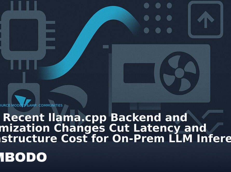 Illustration for the Kimbodo News & Research briefing “Why Recent llama.cpp Backend and Optimization Changes Cut Latency and Infrastructure Cost for On‑Prem LLM Inference” (Open-Source Models & Communities).