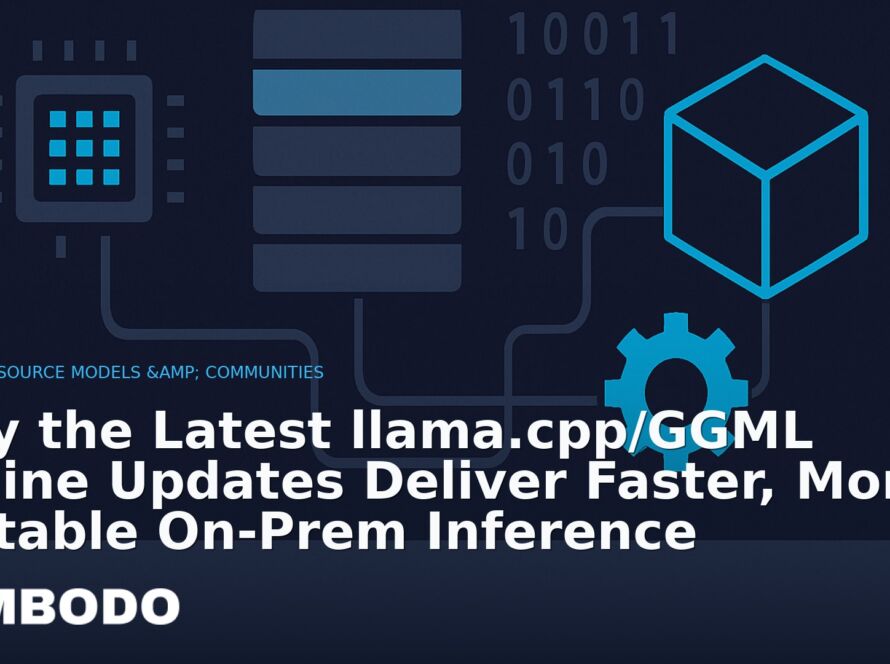 Illustration for the Kimbodo News & Research briefing “Why the Latest llama.cpp/GGML Engine Updates Deliver Faster, More Portable On‑Prem Inference” (Open-Source Models & Communities).