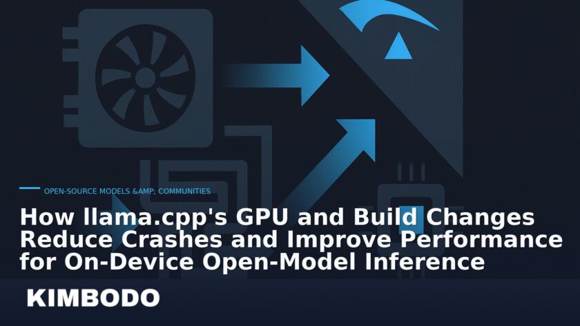 Illustration for the Kimbodo News & Research briefing “How llama.cpp's GPU and Build Changes Reduce Crashes and Improve Performance for On‑Device Open‑Model Inference” (Open-Source Models & Communities).