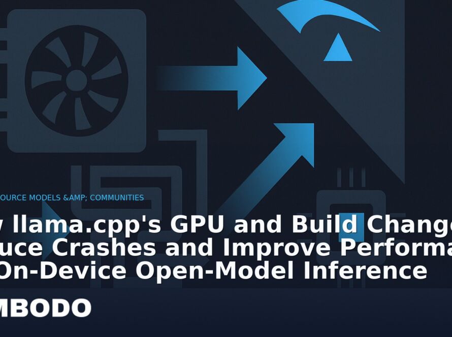 Illustration for the Kimbodo News & Research briefing “How llama.cpp's GPU and Build Changes Reduce Crashes and Improve Performance for On‑Device Open‑Model Inference” (Open-Source Models & Communities).