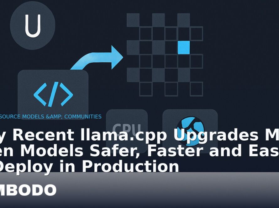 Illustration for the Kimbodo News & Research briefing “Why Recent llama.cpp Upgrades Make Open Models Safer, Faster and Easier to Deploy in Production” (Open-Source Models & Communities).