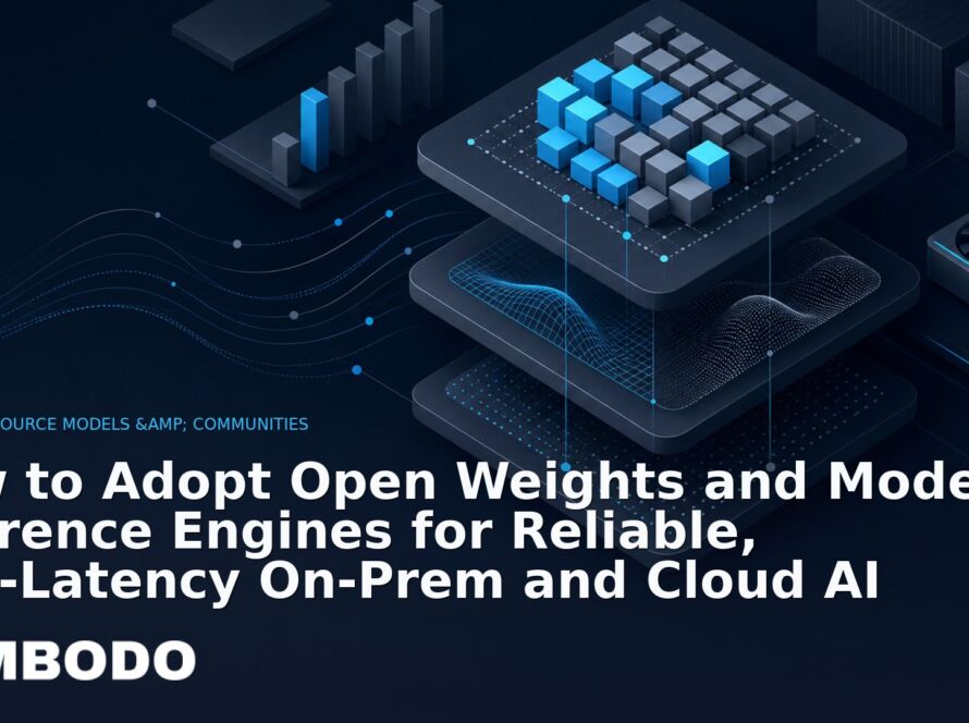 Illustration for the Kimbodo News & Research briefing “How to Adopt Open Weights and Modern Inference Engines for Reliable, Low‑Latency On‑Prem and Cloud AI” (Open-Source Models & Communities).