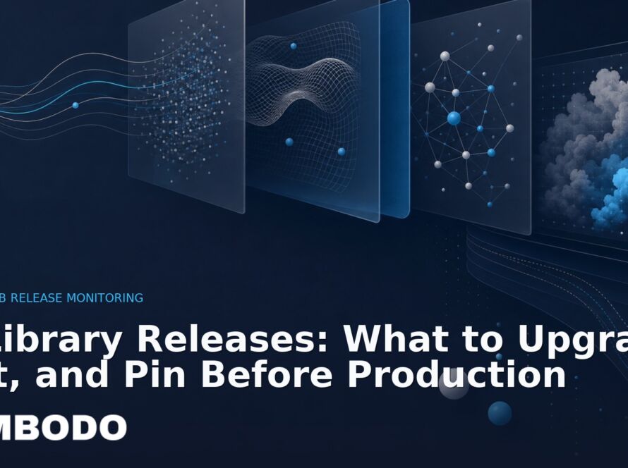 Illustration for the Kimbodo News & Research briefing “AI Library Releases: What to Upgrade, Test, and Pin Before Production” (GitHub Release Monitoring).